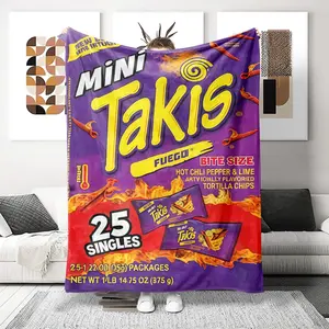 Mini Taco Spicy Theme Blanket, Ultra Soft Flannel Nap Blanket, Shawl Blanket, Small Cover Blanket, Perfect Gift for Holidays