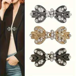 Elegant Silver Color Sweater Clips Set, Vintage Swirl Design, Waist Cinching & Fixing Function, Fashion Accessory for Women & Girls