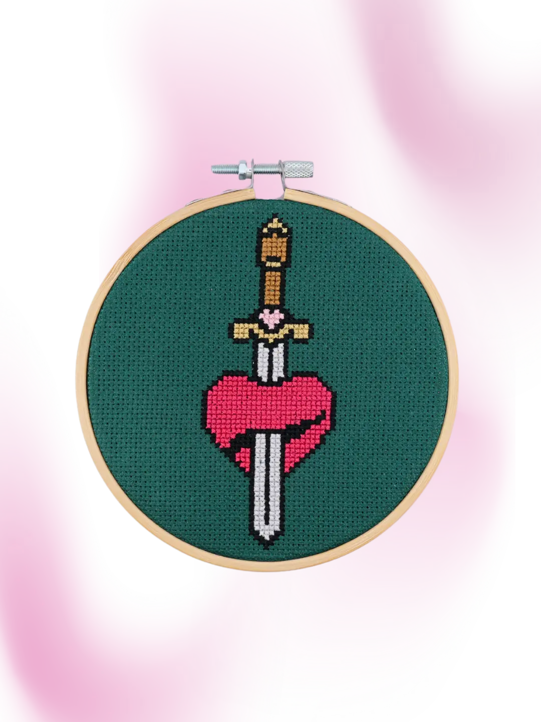 Heart Through Dagger Cross stitch kit,  beginner friendly pattern, DIY, great gift, USA made