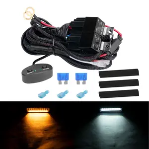 Dual Color Light Bar Wiring Harness Kit 18AWG with 12V Relay On Off Switch Power Relay Blade Fuse for Dual Light Mode Off Road Lights DRL LED Work Light led  lights  car