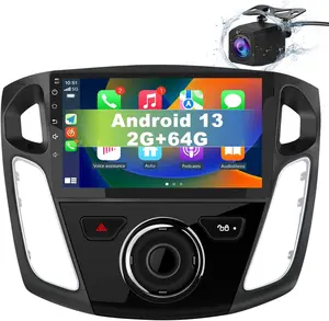 Car Radio for Ford Focus 2012-2017, 9 inch Touch Screen Android 13 Stereo with Bluetooth GPS Wireless CarPlay Andriod Auto [2GB+64GB]