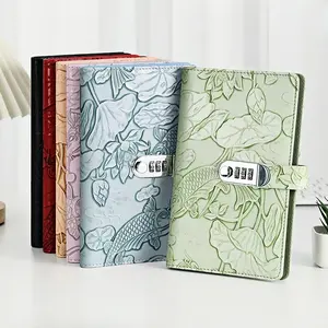 A6 Size Embossed Print Checkbook, Lockable Small Financial Management Book, Holds Money and Important Info, 24 Receipt Bags, 4 Card Pockets