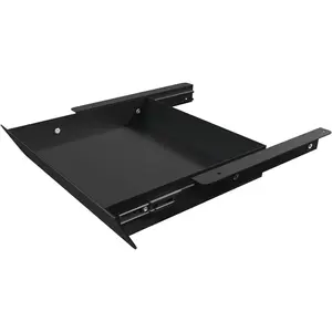 Under Desk Mounted Sliding Drawer with 60  Tilt Panel to Pull Out, 15'' Long & 9'' deep Large Storage Organizer for Sit Stand Workstation