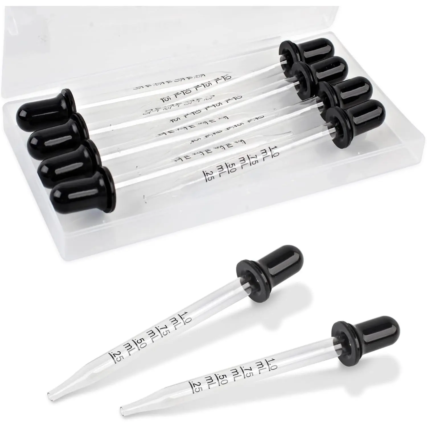 10P Eye dropper, 1ml Glass Dropper with Rubber Cap, Clear Dropper  for Liquid , Essential Oils, Feeding, Lab, Measuring and Transferring