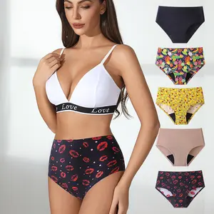 PULASTE 5-Piece Plus-Size Women's Panty Set (US) Featuring Cute Prints and a Mid to High Waist Design; Ideal for Curvy Women and Postpartum Mothers.