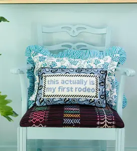 This Actually Is My First Rodeo Needlepoint Pillow 9x15 Velvet Statement Decorative Pillow for All Seasons