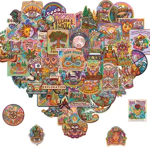 Psychedelic Sticker, 50pcs/set Trippy Sticker, Hippie Sticker Pack for Adults, waterproof decals, sticker for cars, Laptop Water Bottle Car Cup Computer Guitar Skateboard Luggage Bike