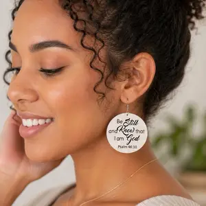 Women's Classic Style Faith-Based Wood Drop Earrings, Christian Bible Verse Fashion Accessories, Ideal Gift for Women, Classic Style Earrings