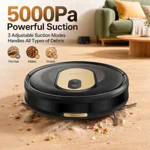Vexilar Robot Vacuum and Mop – 5000Pa Strong Suction, Smart Route Navigation, 3 Cleaning Modes, Automatic Floor Cleaning for Pet Hair and Dust