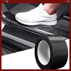 Accessories Carbon Fiber PVC Car Door Sill Scuff Cover Plate Sticker Protector