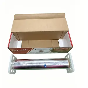 Commercial Aluminum Foil Roll, 20 Microns, 30-45 Cm Wide, 50m Long, with Cutter and Rolling Support Frame