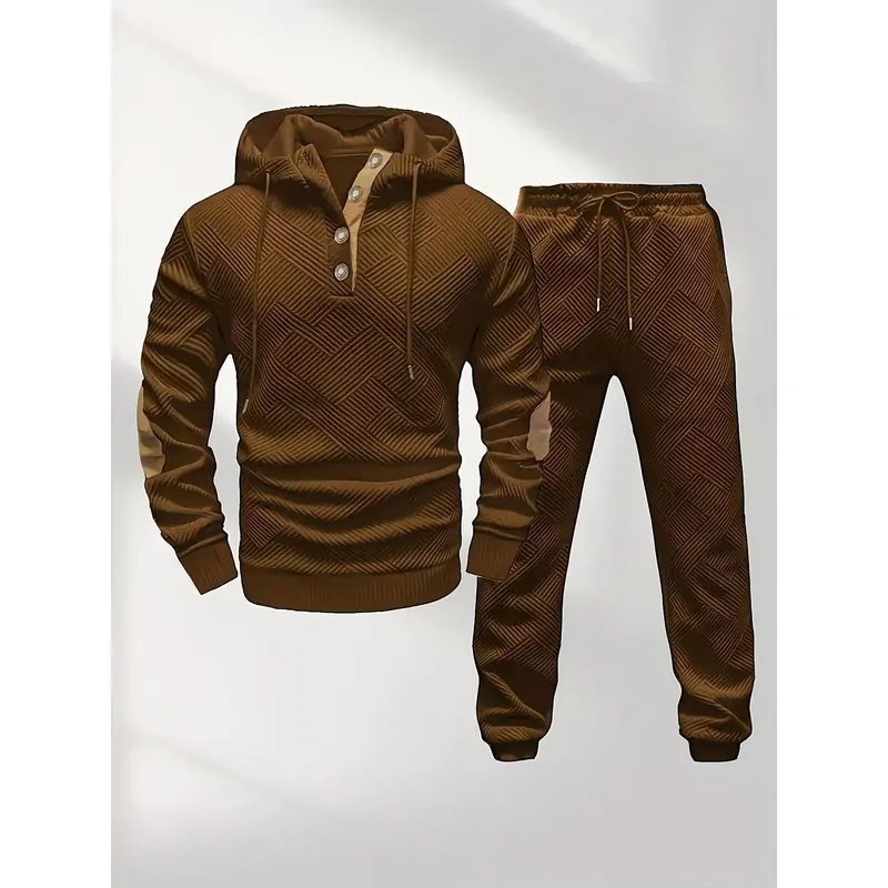 Men's Casual Fashion Suit: Two-piece set including a knitted jacquard sweatshirt and trousers; a best-selling men's casual suit. joggers  weatsuit swift  goods  clothing  brand Knitted Jacquard Set