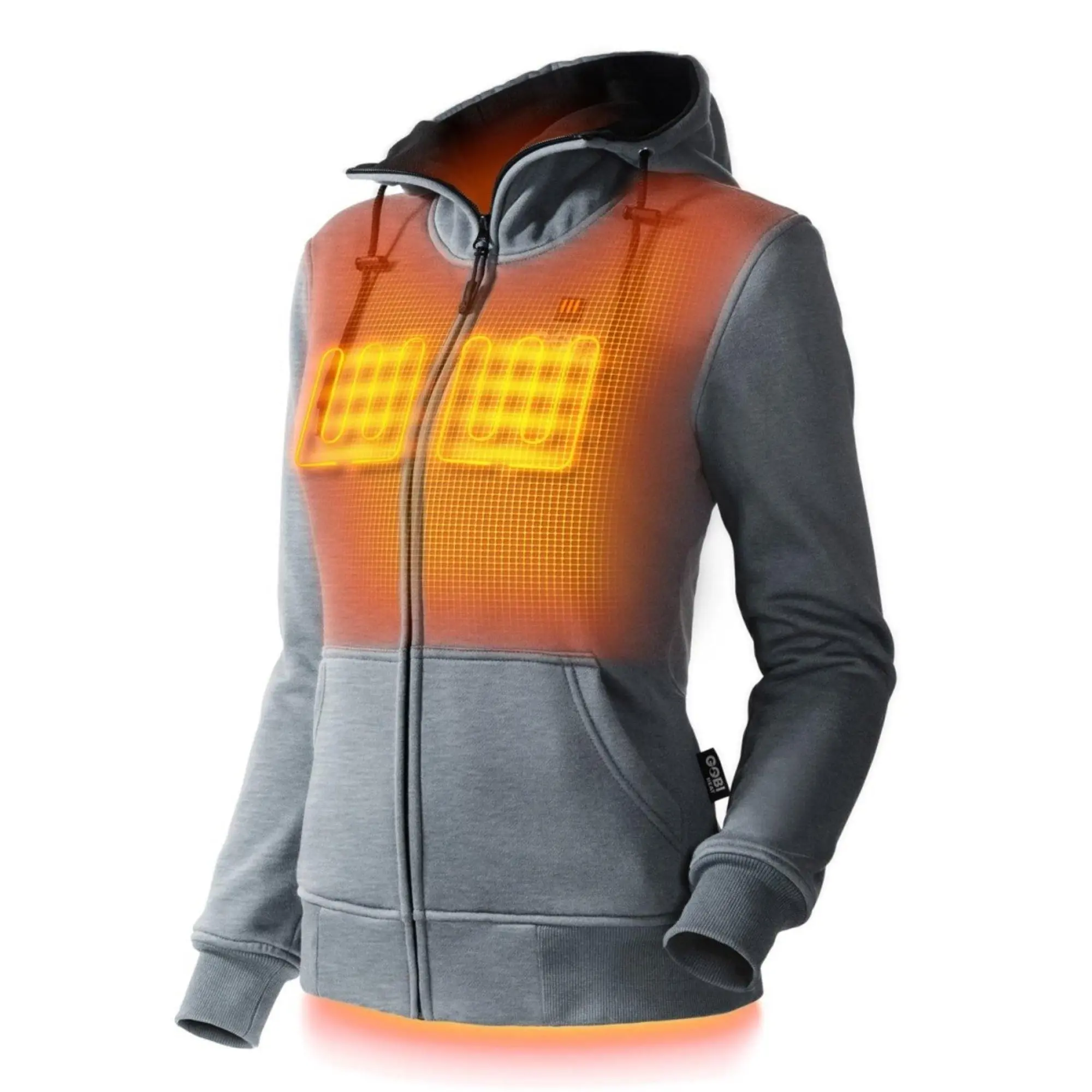 Women's Onyx Heated Long-Sleeve Hoodie Sweatshirt - Comfortable Soft Fabric, Cinchable Hood, Full-Zipper Closure for Outdoor Activities