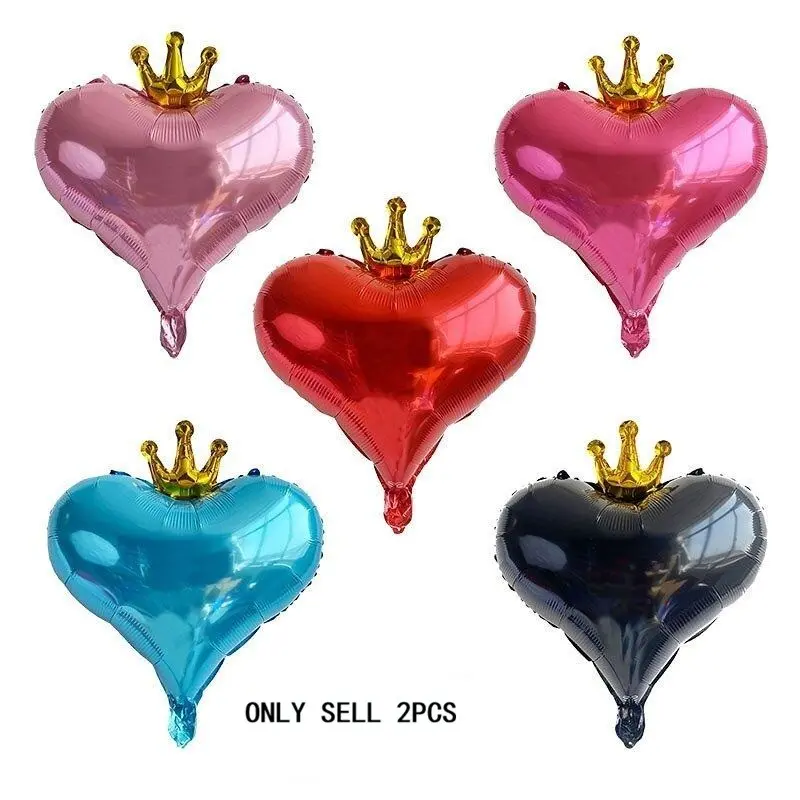 Crown Shaped Balloon, 6 Counts/set Romantic Crown Design Balloon, Party Decoration Supplies for Wedding & Birthday & Festival, Heart Shaped Balloons