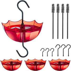 Ant Moat for Hummingbird and Oriole Feeder(5 OZ, 4 Pack) Umbrella Hummngbird Feeder Parts Hanging Ant Guard, Feeder Accessory Hooks