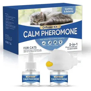 Calm Pheromone Diffuser Kit for Cats – 2-in-1 Plug-in + 48ml Refill – Synthetic Feline Facial Pheromone – Reduces Stress, Fear, Scratching & Hiding – For Multi-Cat Homes, Loud Noises, New Environments – Vet-Trusted