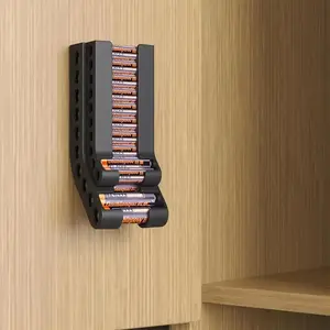 Battery Storage Organizer Aa and Aaa Combo, Compact Small Battery Holder Wall Mount Bracket, Fifo Container for 10 Aaa and 10 Aa Batteries