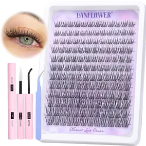 Natural Lash Clusters Kit Wispy Lash Extension Kit Waterproof Lash Clusters C Curl Cluster Eyelash Extensions Kit 144pcs Individual Lashes 10-16mm Eyelash Extension Kit