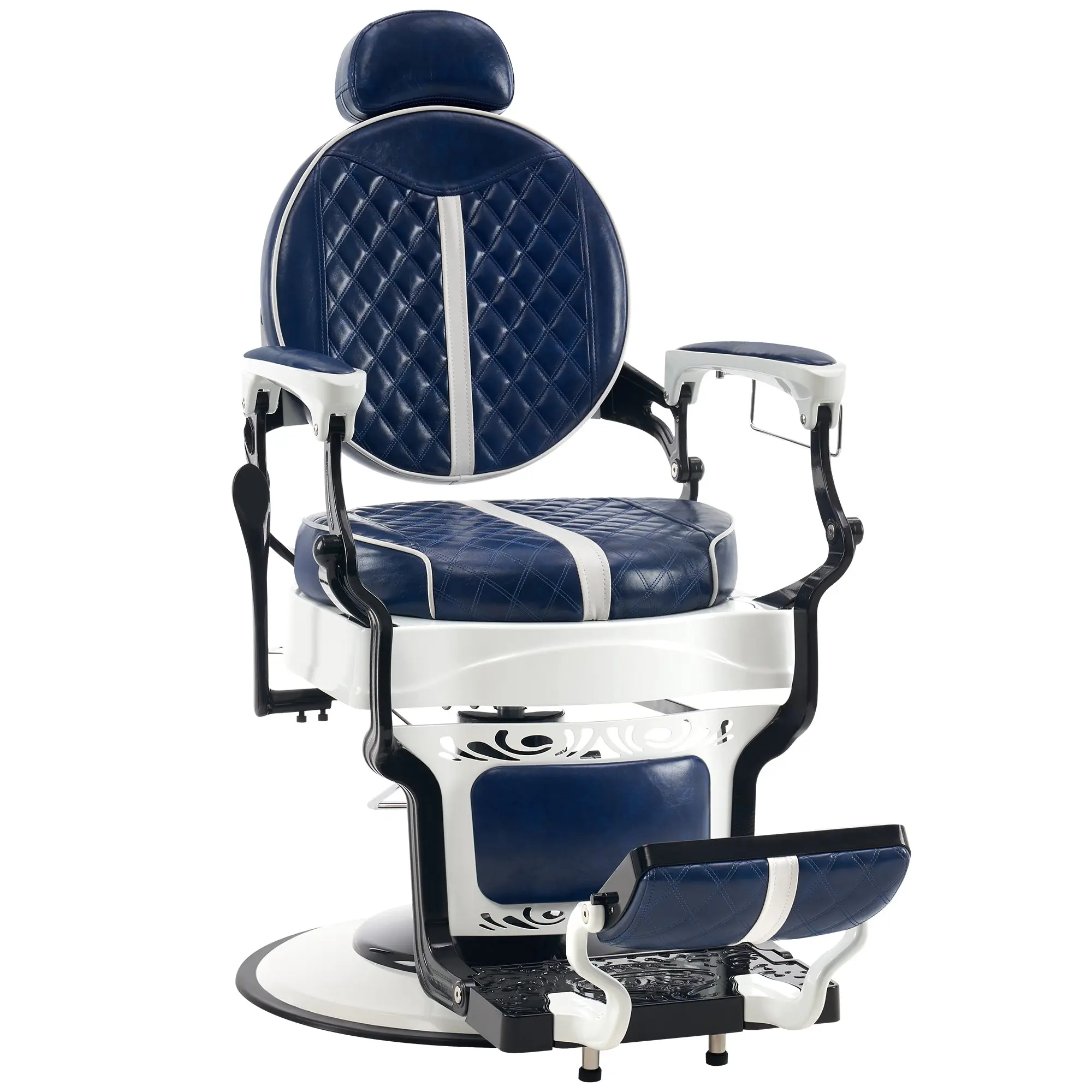 BarberPub Vintage Barber Chair 8739, Hydraulic Reclining Styling Chair with Adjustable Lift, Cushioned Leather Barber Shop Salon Furniture with Duckbill Angle Set, Hydraulic Styling Chair