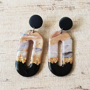 Black and copper polymer clay earrings