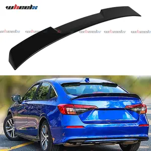 For 2022 - 2025 Honda Civic 11th Generation 4-Door Sedan: Glossy Black Rear Window Roof Spoiler Car Rearview Mirror