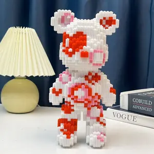Heart Message Lucky Bear Building Block 3D Puzzle Model, Stress Relief Toy, Indoor Decoration, Birthday Christmas New Year Gift