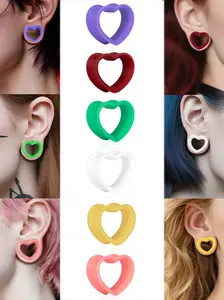 Vanku 4pcs/2pairs  Lightweight Heart PLA Ear Gauges 8-19mm Thin Punk Ear Plugs