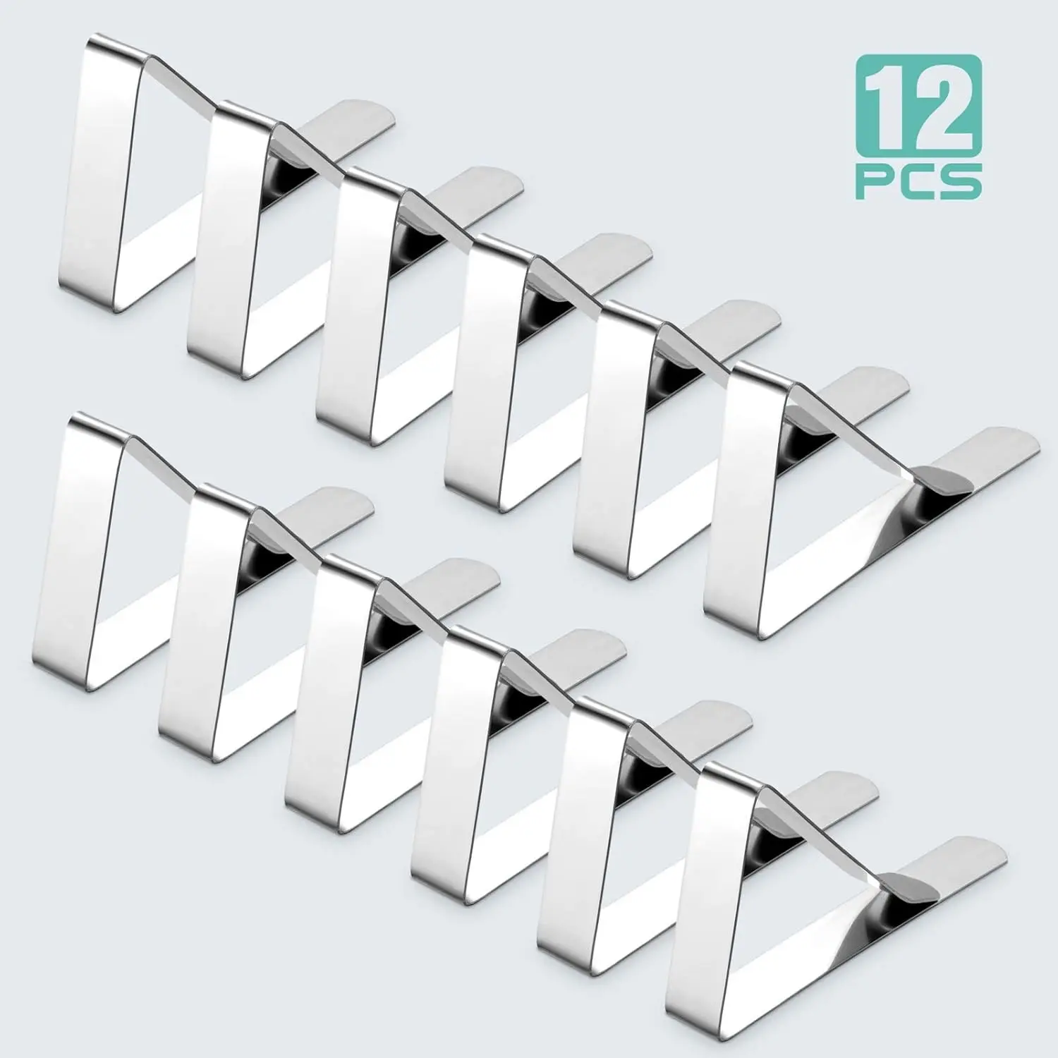 12-Piece Tablecloth Clips Set, Durable Resistant Stainless Steel Tablecloth Holders, Ideal for Picnics, Weddings, Graduations, Outdoor Events
