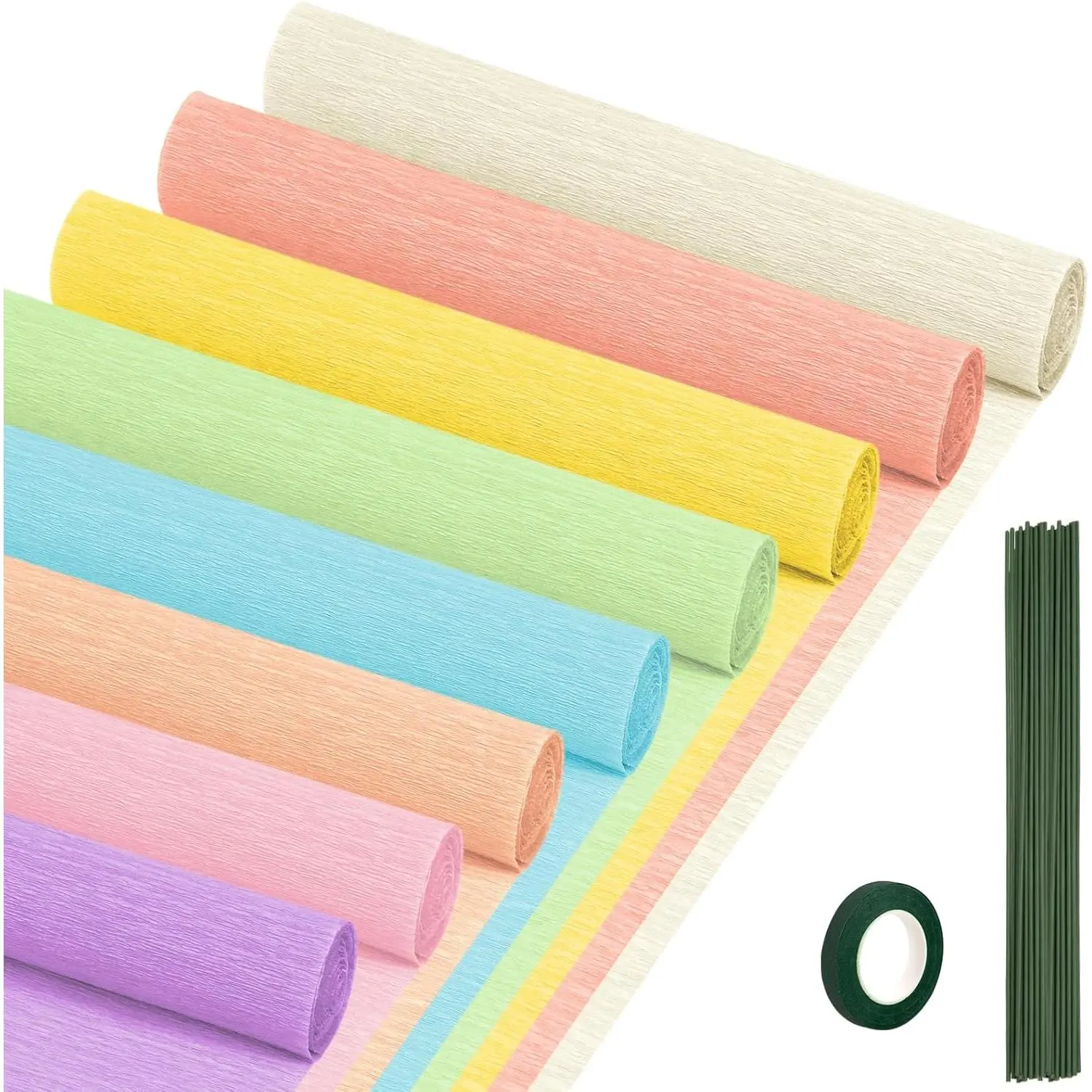 Crepe Paper Streamers 8 Rolls, 10 x 98Inch 8 Pastel Colors Crepe Paper Sheets for DIY  Colourful Paper Flower Wrapping Paper Crafts Birthday Wedding Holiday Party Decorations