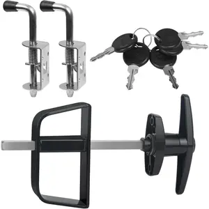 Shed Door Latch Kit with 5-1/2" Stem T-Handle Lock, 5 Keys and 2 Packs Spring Loaded Latch Hardware - Ideal for Sheds, Playhouses, Chicken Coops, RVs, Garages