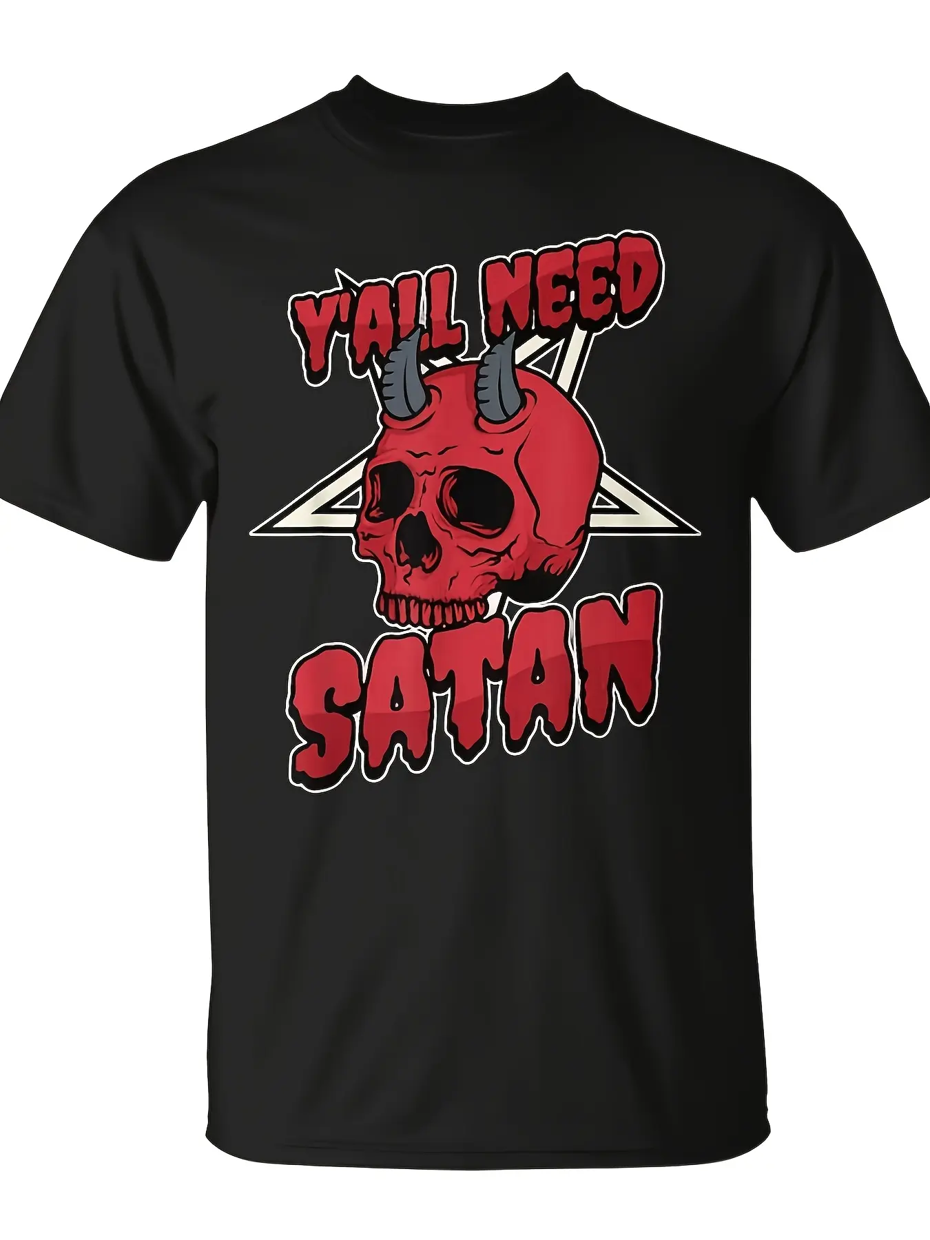 Occult And Satanic Pentagram Baphomet Cat Satan Sa unisex soft cotton short sleeve t shirt, vintage graphic casual tee for men women teens, perfect birthday holiday gift for camping travel gym daily street  wear