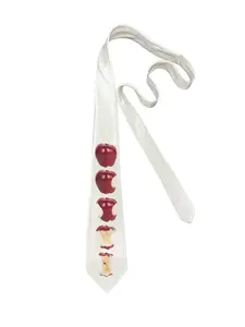 Unisex Fashion Tie with Letter Print, Satin Finish, Vintage Style, Regular Width, Woven Fabric, All Seasons Wear, Casual Elegant Tie