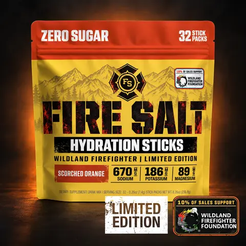 Fire Salt - Limited Edition - Scorched Orange - Electrolyte Packets, 32 Count, Zero Sugar Hydration Drink