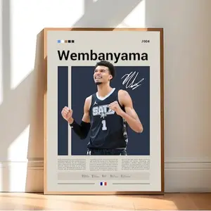 Victor Wembanyama Poster, Sports Poster, Mid Century Modern, Fans, Basketball Gift, Sports Bedroom Posters wall art