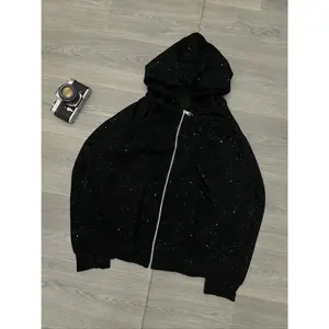 -Zipper hooded jacket, sparkling open front jacket, fashionable high-end brand sportswear, available in multiple colors and sizes S-2xl (raincoat)