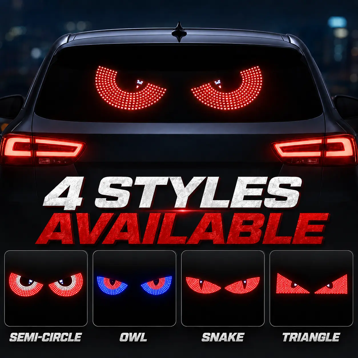 2PCS Dynamic Devil Eyes LED Windshield Lights, Remote Controlled Animated Car Eye Display, USB Powered Peel-and-Stick Window Lamp, Car Interior Decor for Cars Trucks SUVs