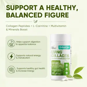 DrBioCare Living Collagen with L-Carnitine, Collagen Peptides & Bovine Colostrum – Natural & Gentle – Supports Women’s Balance, Curves & Daily Wellness – 60 Capsules