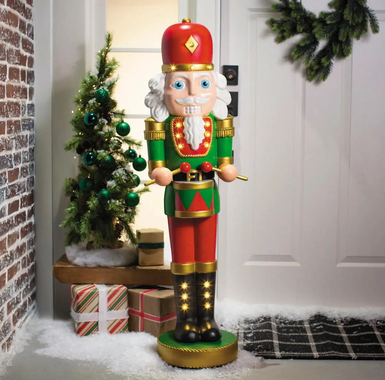 4 Ft Light Up Nutcracker with Drumsticks Christmas Holiday Decoration