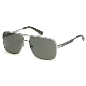 Guess Men's Sunglasses - Shiny Gunmetal & Green Guess Men's Sunglasses - Shiny Gunmetal & Green