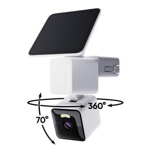 Wyze Solar Cam Pan — Battery Solar Powered 2K HD WDR Security Camera w/ 360º x 70º Pan Tilt Zoom (PTZ), AI Motion Tracking, Color Night Vision, WiFi, IP65 Weather Resistance