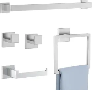 5 count Towel Bar Set Brushed Nickel Bathroom Hardware Accessories Set SUS304 Stainless Steel Towel Holder Set for Bathroom 23.6 Inch Towel Bar,Towel Rack Wall Mounted