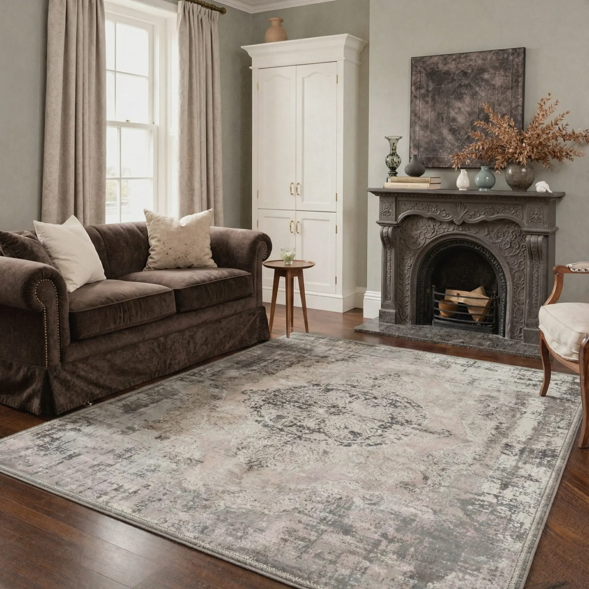 【Back To School】GENIMO Rug – Machine Washable, Soft, Pet Friendly, Non-Slip Area Carpet, Floor Rug Perfect for Living Room, Bedroom, Kitchen, Hallway, Elegant Home Decor ,ARP1525-VINE
