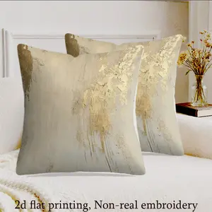JIT2pcs Gold, Texture, Abstract2dflat printing, Pillow Covers Set of 2, Home Decorative Cushion, Home Sweet Home Farmhouse Cushion Case for Couch Sofa Bedroom Indoor Decor(No Insert)