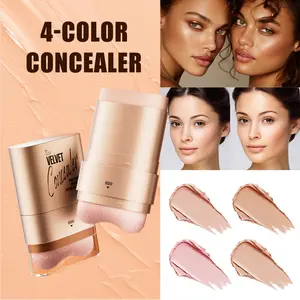 Dual-Ended Concealer & Foundation Stick with Sponge Applicator, Skin-Like Blurring Effect for Uneven Texture, Non-Greasy & Non-Drying, Compact Carry-On Hero for Business Trips & Weekends