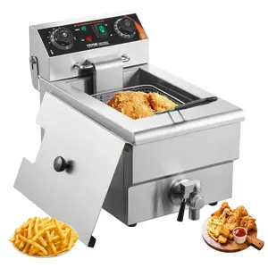 VEVOR Commercial Deep Fryer, TikTokShopBlackFriday, 1500W Electric Countertop Fryer with Basket, 11.6Qt / 11L Stainless Steel Single Oil Fryer with Time & Temp Control, Overheat Protection, for Kitchen Restaurant Use