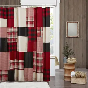 Woolrich  Sunset 100 Percent Cotton Shower Curtain - Red