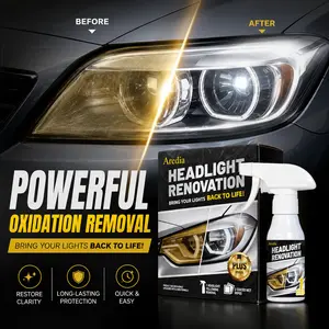 Automotive Headlamp Restoration Fluid, oxidized and yellowed automotive headlamps, blurring enhanced crystalline coating refurbisher