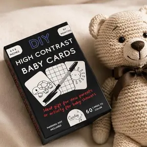 WITH MARKERS - DIY High Contrast Baby Cards, Baby & Maternity Gift Set, Early Development Visual Stimulation Accessory