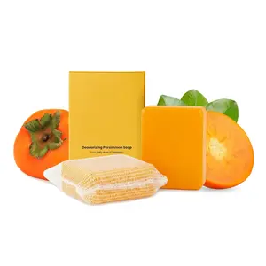 Persimmon Facial Soap, a cleansing soap made from persimmons, is designed to eliminate body odor. A solution made from persimmons, aimed at eliminating unpleasant odors on the body, a natural antibacterial organic formula facial soap.