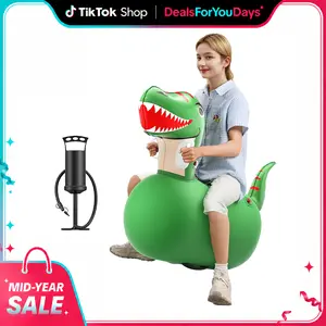 QPAU 1/2 PCS Bouncy Animal Hopper Toys - Large for 5+, Inflatable Ride-On Jumping Bouncer with Hand Pump, Heavy Duty Giant Bouncy Pal, 220lbs Load Capacity, Indoor & Outdoor Energy Release Toy for Kids Adults